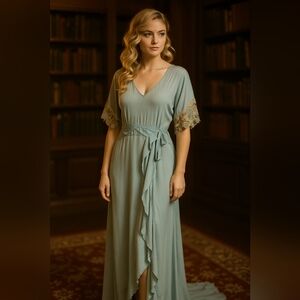 La Perla Womens Size 2 Silk Something Blue Lingerie Slip Dress Honeymoon Lace